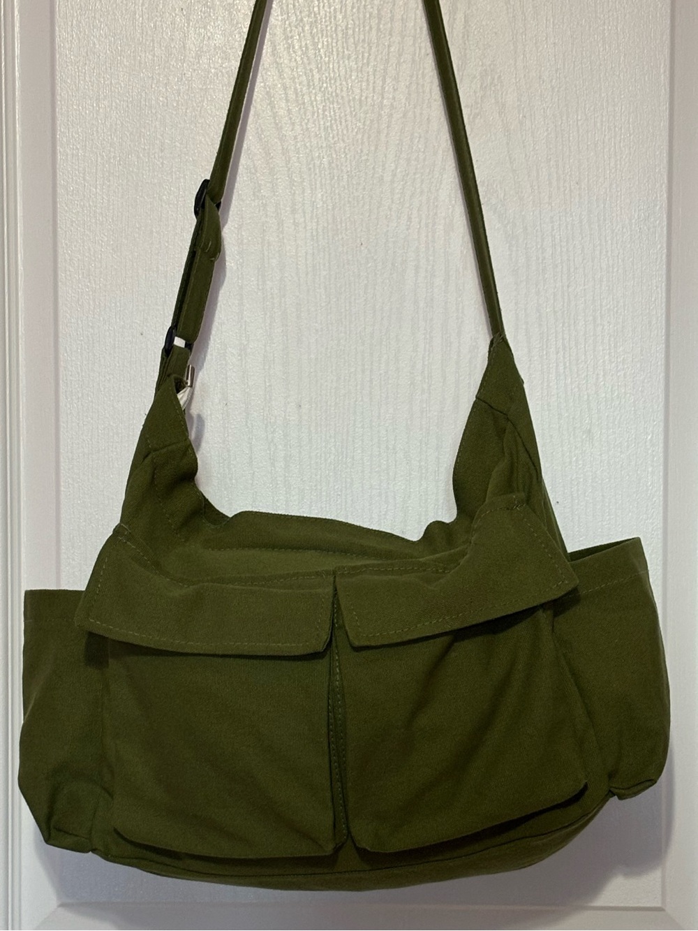 Y2K Olive Green Canvas Crossbody Messenger Bag